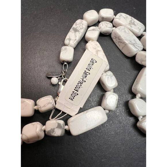 NEW Anthology howlite 36 inch knotted necklace with sterling silver clasp - Picture 3 of 11